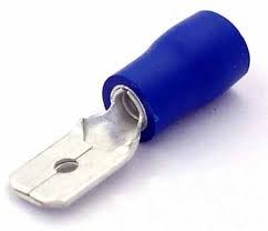 Blue 1/4inch Half Insulated Male Push on Terminals (x100)